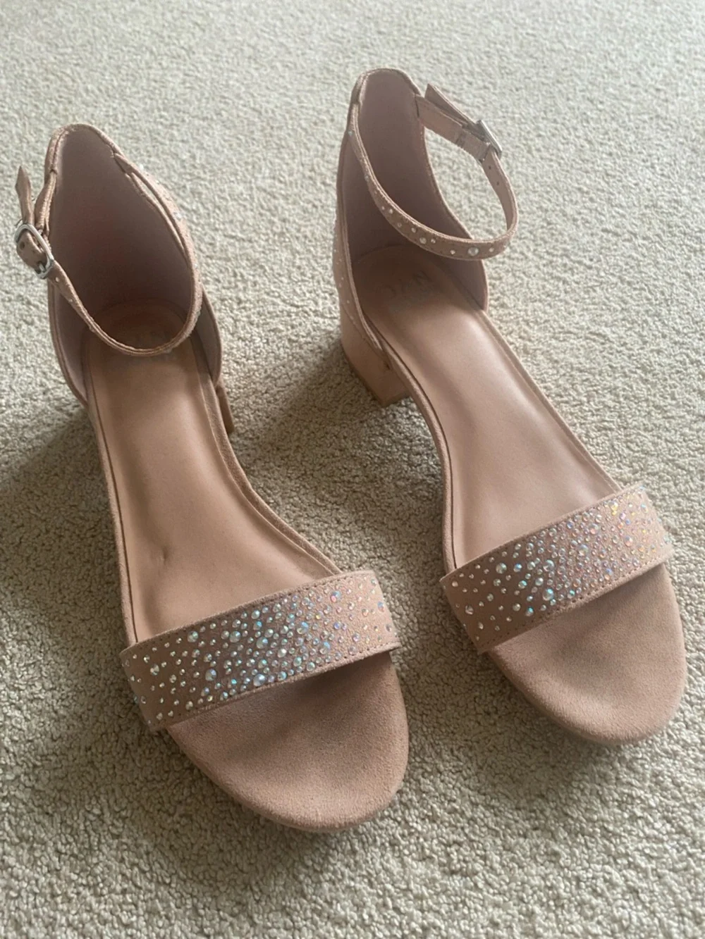Teens Block Heel Sandals with Rhinestones